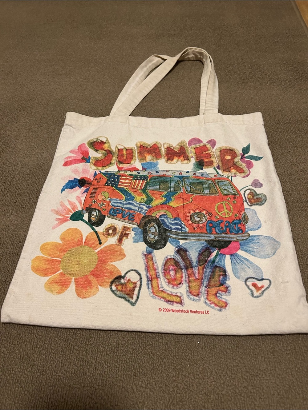 Summer of Love Graphic Canvas Tote - Van & Flowers